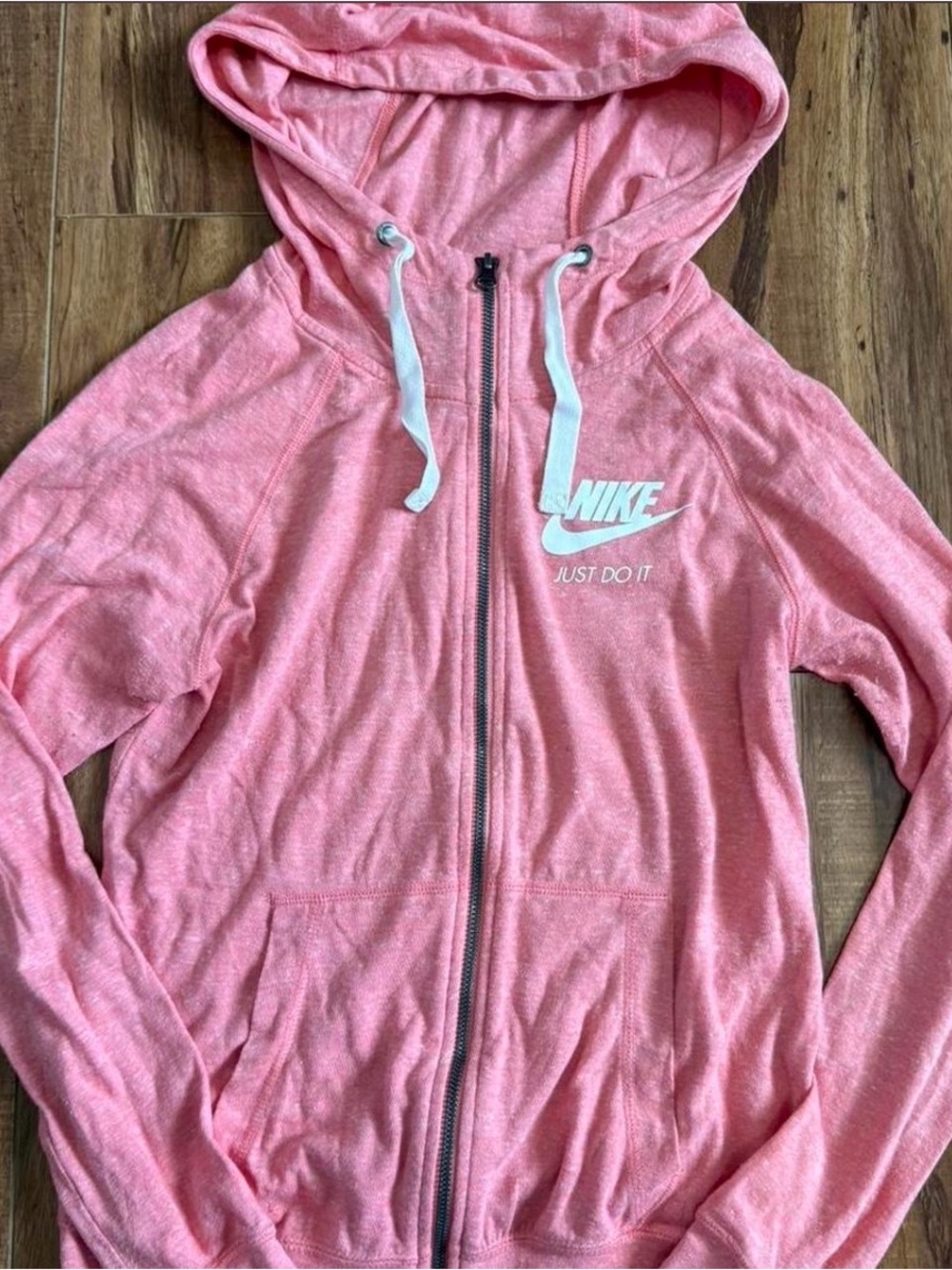 Nike Pink Full-Zip Hooded Sweatshirt with White Logo